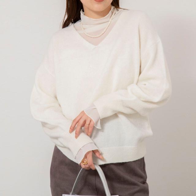 ノーリーズソフィー（NOLLEY’S sophi）/《手洗い可能》アルパカ混Vネックプルオーバー