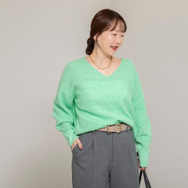 ノーリーズソフィー（NOLLEY’S sophi）/《手洗い可能》アルパカ混Vネックプルオーバー