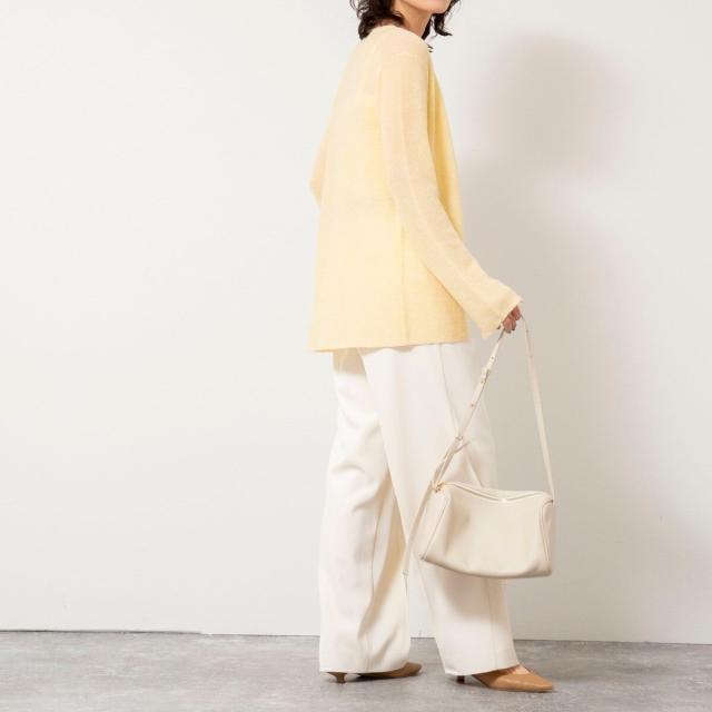 ノーリーズソフィー（NOLLEY’S sophi）/《手洗い可能》モヘヤ混片畦ミディ丈Cネックカーディガン