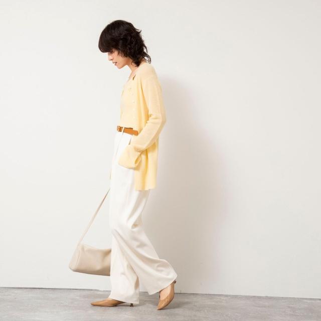 ノーリーズソフィー（NOLLEY’S sophi）/《手洗い可能》モヘヤ混片畦ミディ丈Cネックカーディガン