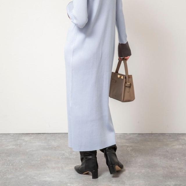 ノーリーズソフィー（NOLLEY’S sophi）/《手洗い可能》ウール混ワイドリブ袖口配色ロングワンピース