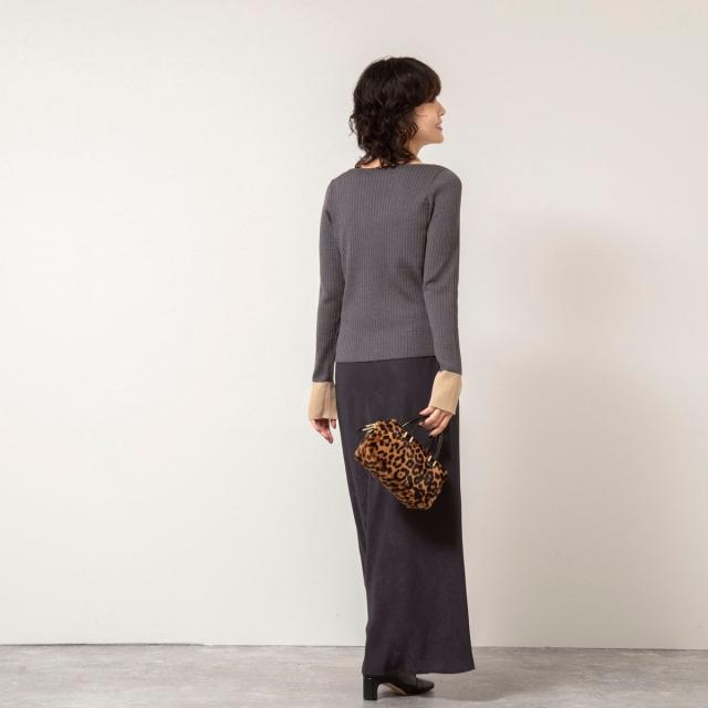 ノーリーズソフィー（NOLLEY’S sophi）/《手洗い可能》ウール混ワイドリブ袖口配色プルオーバー