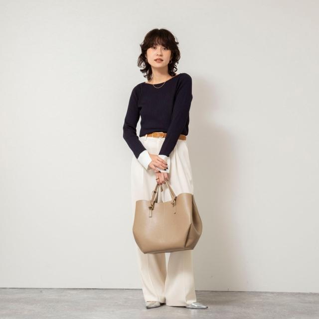 ノーリーズソフィー（NOLLEY’S sophi）/《手洗い可能》ウール混ワイドリブ袖口配色プルオーバー