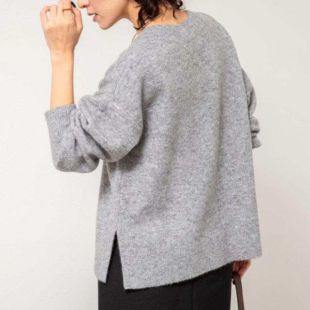 ノーリーズソフィー（NOLLEY’S sophi）/《手洗い可能》モヘヤスパンコールVネックプルオーバー