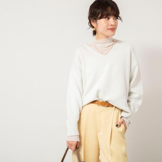 ノーリーズソフィー（NOLLEY’S sophi）/《手洗い可能》モヘヤスパンコールVネックプルオーバー