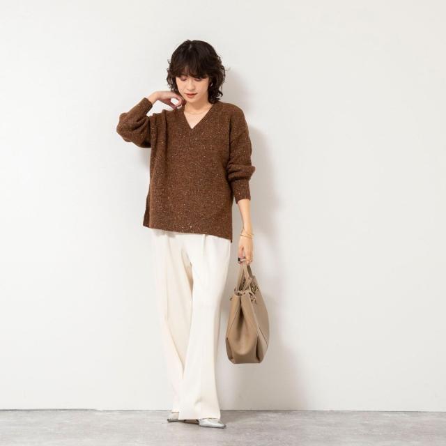 ノーリーズソフィー（NOLLEY’S sophi）/《手洗い可能》モヘヤスパンコールVネックプルオーバー