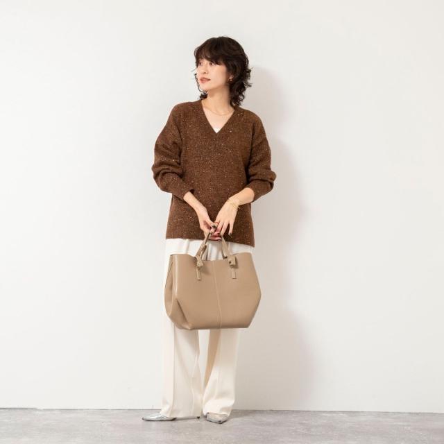 ノーリーズソフィー（NOLLEY’S sophi）/《手洗い可能》モヘヤスパンコールVネックプルオーバー