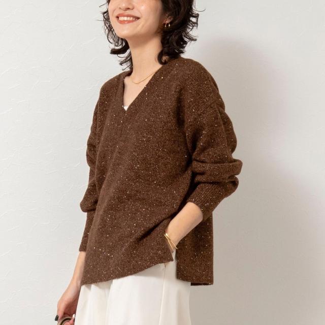 ノーリーズソフィー（NOLLEY’S sophi）/《手洗い可能》モヘヤスパンコールVネックプルオーバー