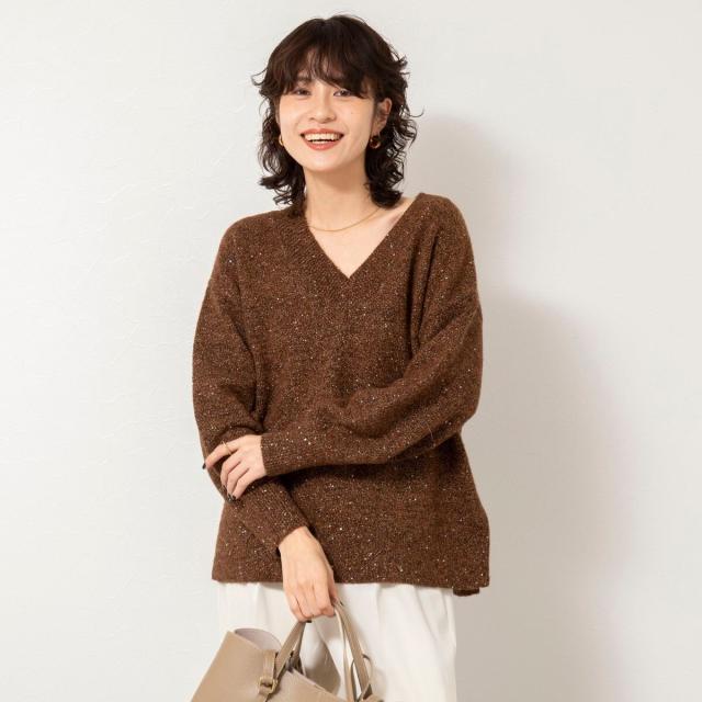ノーリーズソフィー（NOLLEY’S sophi）/《手洗い可能》モヘヤスパンコールVネックプルオーバー