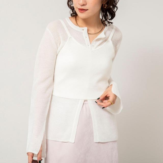 ノーリーズソフィー（NOLLEY’S sophi）/《手洗い可能》モヘヤ混片畦ビスチェ