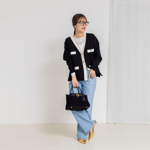 ノーリーズ（NOLLEY’S）/《手洗い可能》スムース配色Vネックカーディガン