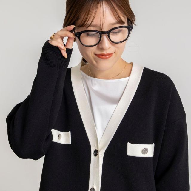 ノーリーズ（NOLLEY’S）/《手洗い可能》スムース配色Vネックカーディガン