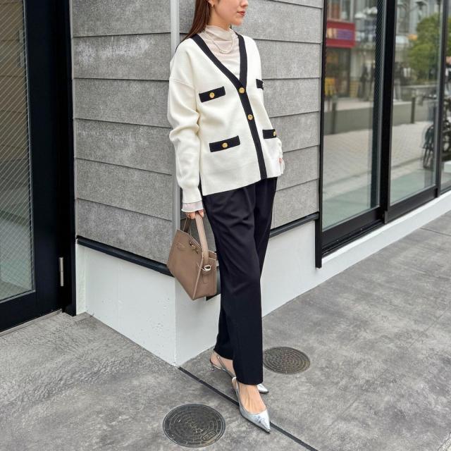 ノーリーズ（NOLLEY’S）/《手洗い可能》スムース配色Vネックカーディガン