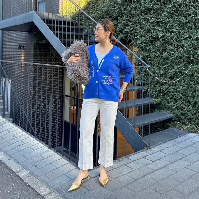 リエミラー（Rie Miller）/《手洗い可能》ハンド刺繍Vネックカーディガン