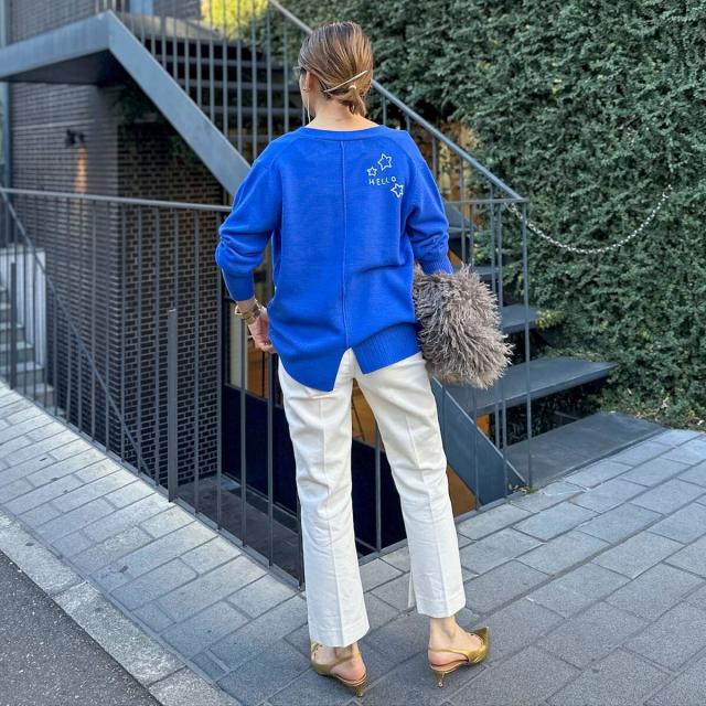 リエミラー（Rie Miller）/《手洗い可能》ハンド刺繍Vネックカーディガン