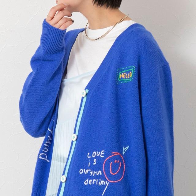 リエミラー（Rie Miller）/《手洗い可能》ハンド刺繍Vネックカーディガン