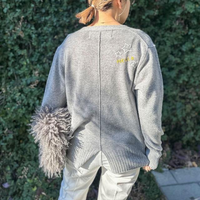 リエミラー（Rie Miller）/《手洗い可能》ハンド刺繍Vネックカーディガン