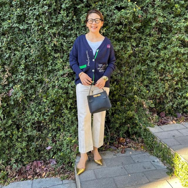 リエミラー（Rie Miller）/《手洗い可能》ハンド刺繍Vネックカーディガン