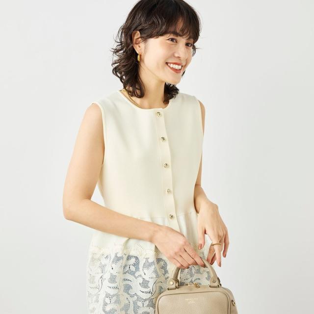 ノーリーズ（NOLLEY’S）/《手洗い可能》レース付きペプラムベスト_9