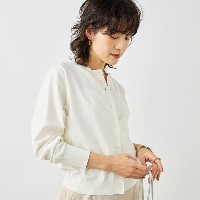 ノーリーズ（NOLLEY’S）/《手洗い可能》コットンテックスクルーネックカーディガン_1