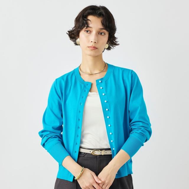 ノーリーズ（NOLLEY’S）/《手洗い可能》コットンテックスクルーネックカーディガン_2