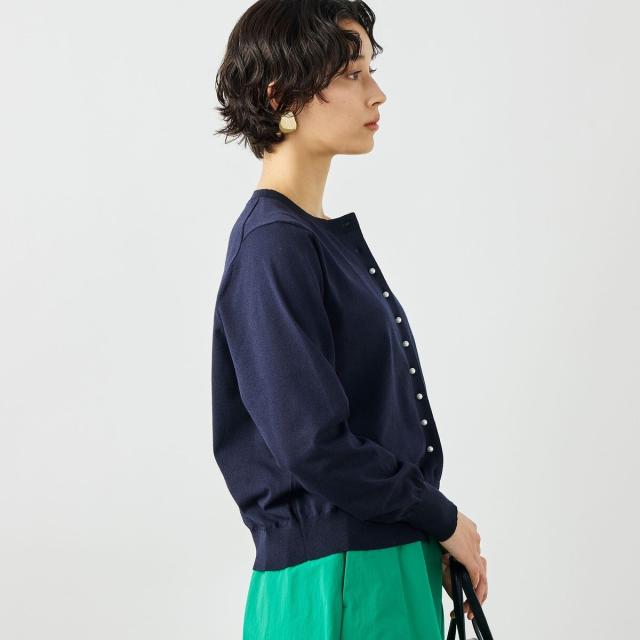 ノーリーズ（NOLLEY’S）/《手洗い可能》コットンテックスクルーネックカーディガン_3