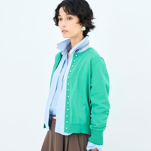 ノーリーズ（NOLLEY’S）/《手洗い可能》コットンテックスクルーネックカーディガン_4