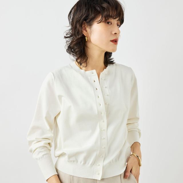 ノーリーズ（NOLLEY’S）/《手洗い可能》コットンテックスクルーネックカーディガン_11