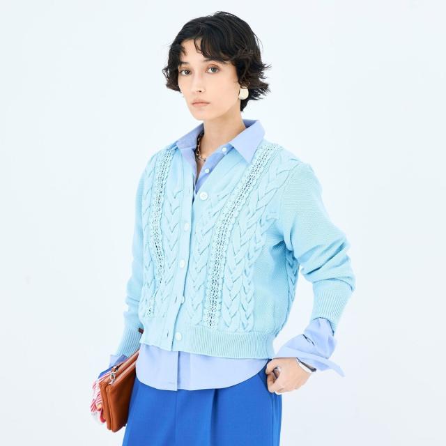 ノーリーズ（NOLLEY’S）/《手洗い可能》ケーブルレースVネックカーディガン 7,821円