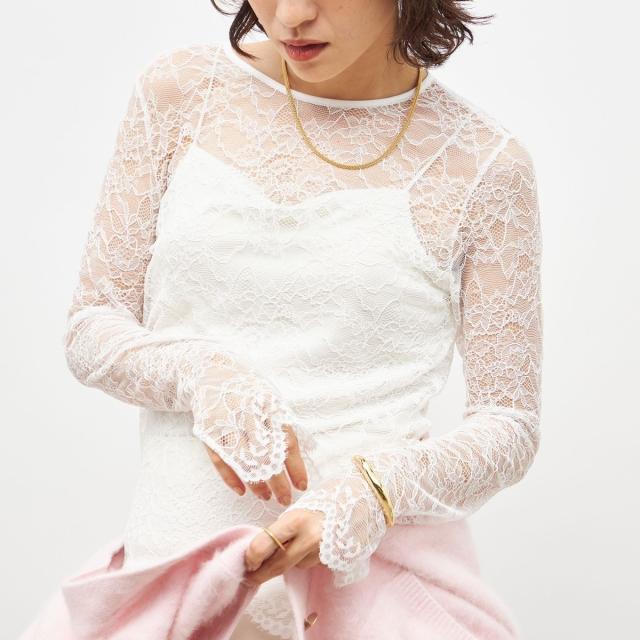 ノーリーズソフィー（NOLLEY’S sophi）/ウォッシャブルラッセルレースＴブラウス