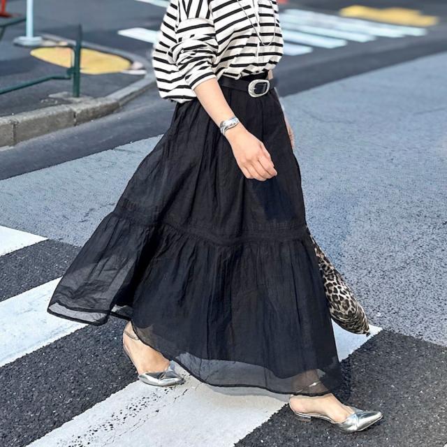 ノーリーズソフィー（NOLLEY’S sophi）/【MARILYN MOON】sheer starched cotton lace tieredスカー