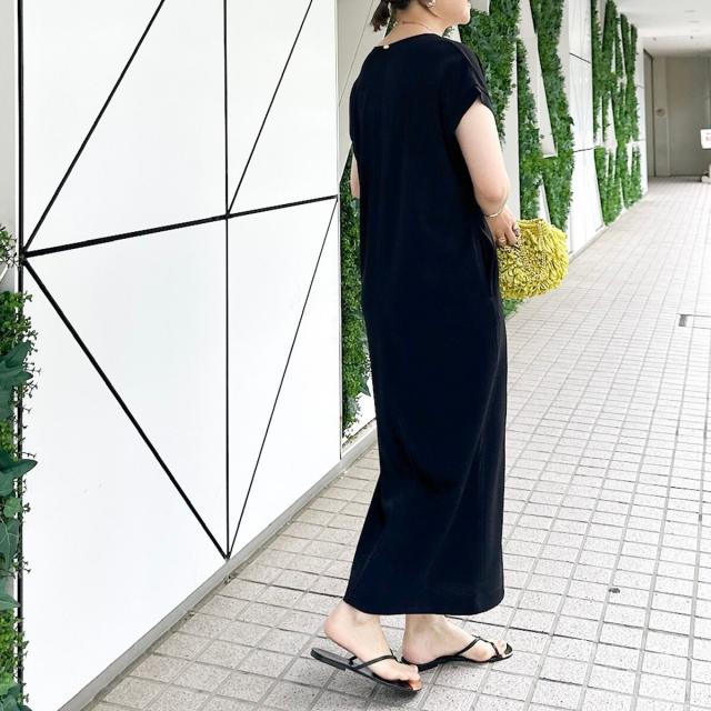 リエミラー（Rie Miller）/ウォッシャブル袖口リブマキシ丈ワンピースジョーゼットダンボール_3