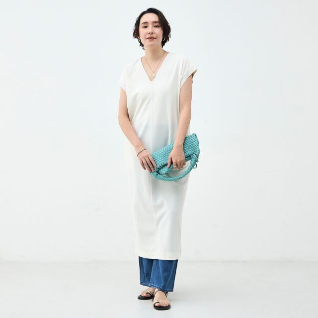 リエミラー（Rie Miller）/ウォッシャブル袖口リブマキシ丈ワンピースジョーゼットダンボール_18