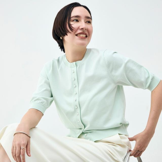 ノーリーズ（NOLLEY’S）/《UVカット》コットンテックス6分袖カーディガン