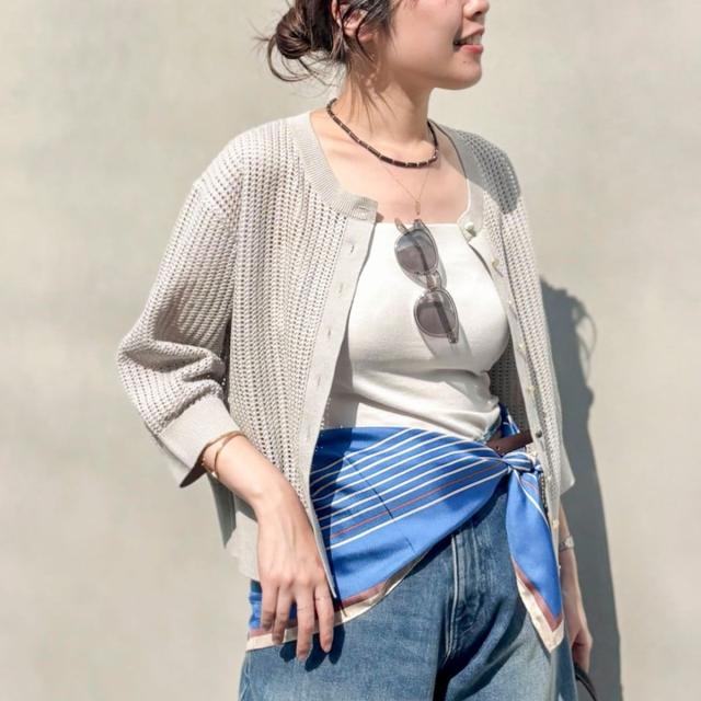 ノーリーズ（NOLLEY’S）/《手洗い可能》メッシュスパンコール6分袖カーディガン_3