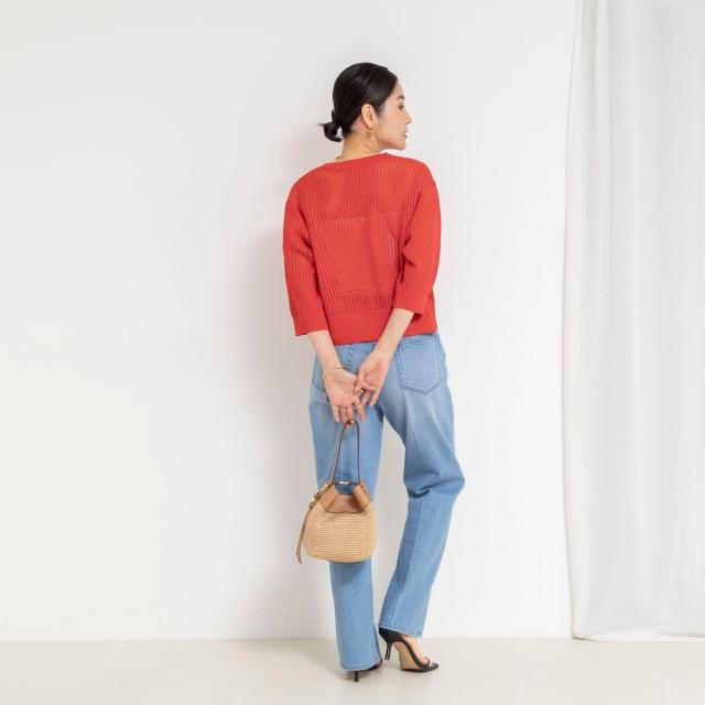 ノーリーズ（NOLLEY’S）/《手洗い可能》メッシュスパンコール6分袖カーディガン_5
