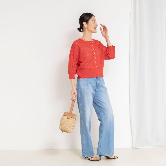 ノーリーズ（NOLLEY’S）/《手洗い可能》メッシュスパンコール6分袖カーディガン_6