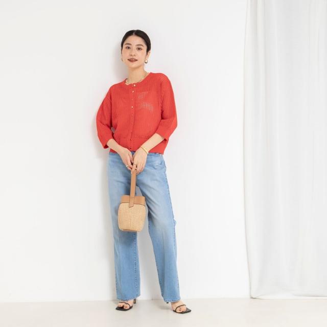 ノーリーズ（NOLLEY’S）/《手洗い可能》メッシュスパンコール6分袖カーディガン_8