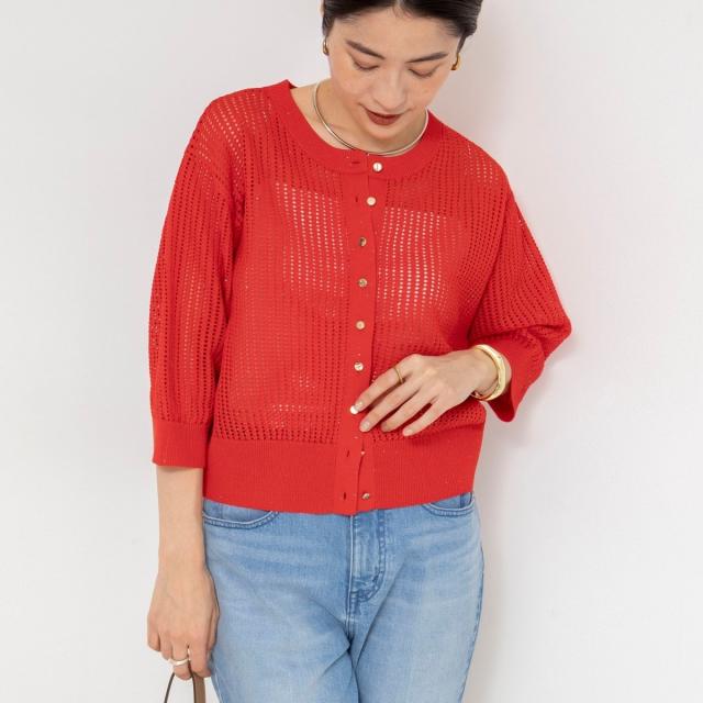 ノーリーズ（NOLLEY’S）/《手洗い可能》メッシュスパンコール6分袖カーディガン_12