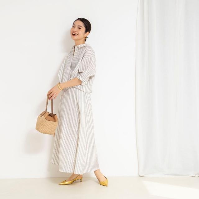 ノーリーズ（NOLLEY’S）/《セットアップ対応》ウォッシャブルストライプフレアスカート_3
