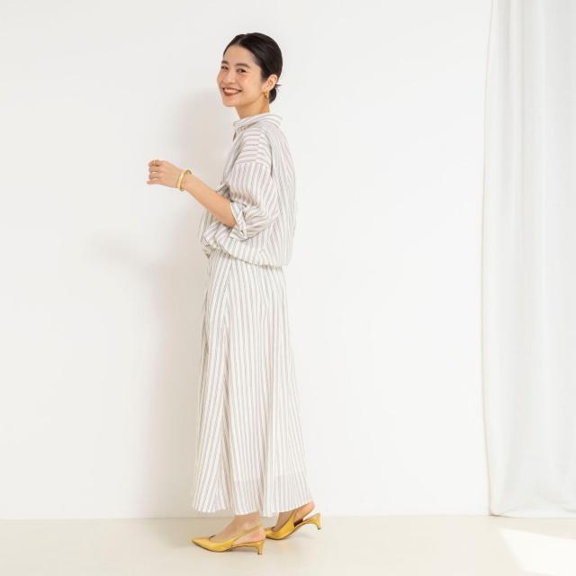 ノーリーズ（NOLLEY’S）/《セットアップ対応》ウォッシャブルストライプフレアスカート_4