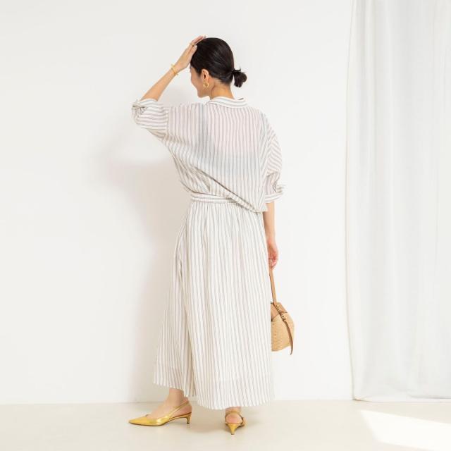 ノーリーズ（NOLLEY’S）/《セットアップ対応》ウォッシャブルストライプフレアスカート_5