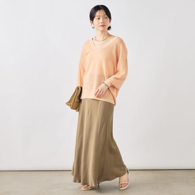 ノーリーズソフィー（NOLLEY’S sophi）/《手洗い可能》ペーパー混深V片畦プルオーバー_3