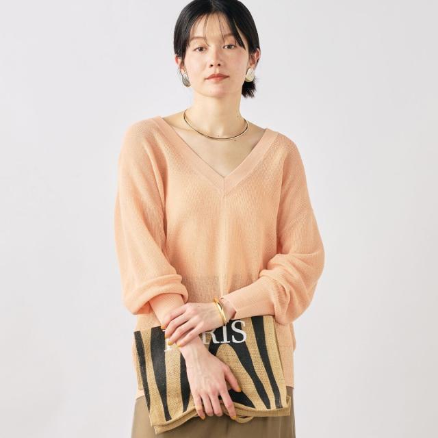 ノーリーズソフィー（NOLLEY’S sophi）/《手洗い可能》ペーパー混深V片畦プルオーバー_7