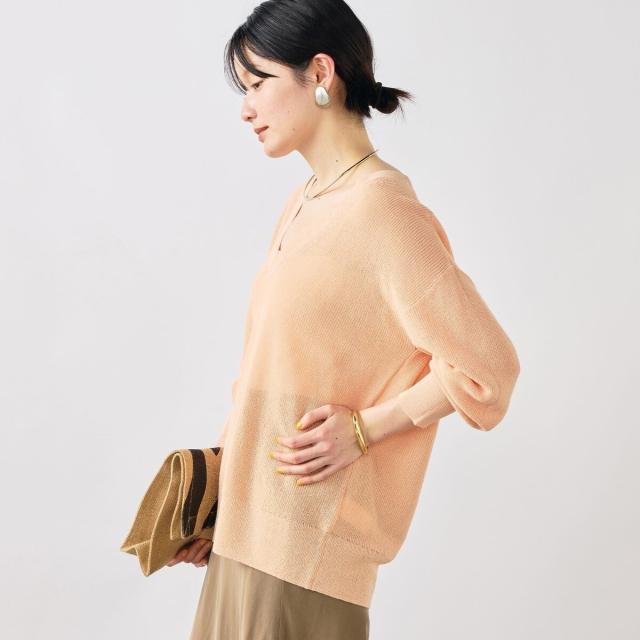 ノーリーズソフィー（NOLLEY’S sophi）/《手洗い可能》ペーパー混深V片畦プルオーバー_8