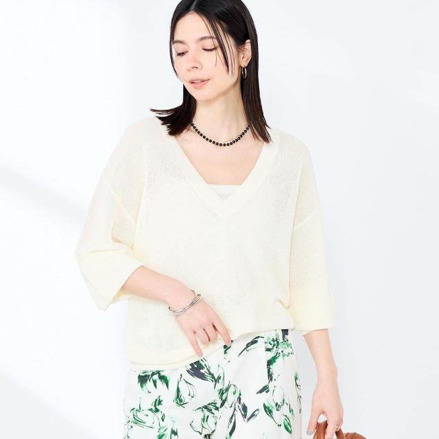 ノーリーズソフィー（NOLLEY’S sophi）/《手洗い可能》ペーパー混深V片畦プルオーバー_16