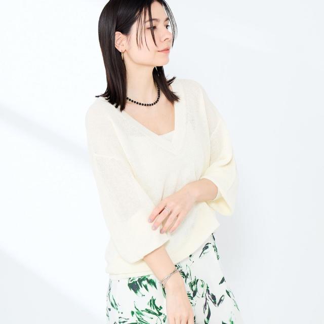 ノーリーズソフィー（NOLLEY’S sophi）/《手洗い可能》ペーパー混深V片畦プルオーバー_18