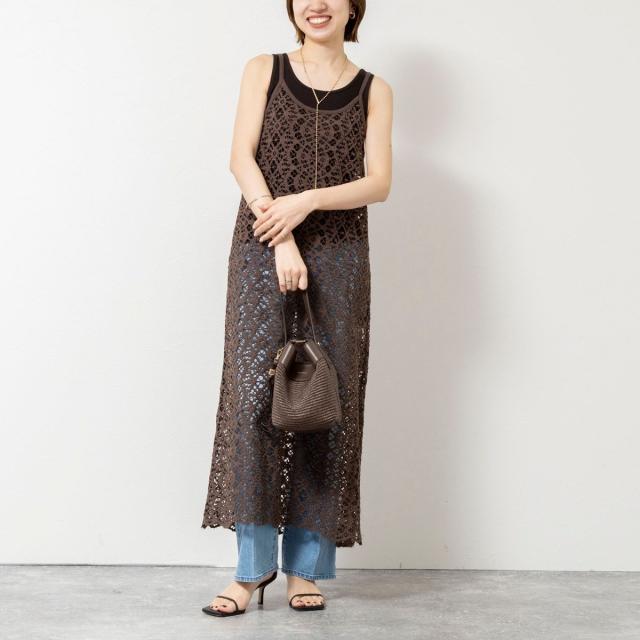 ノーリーズソフィー（NOLLEY’S sophi）/ウォッシャブルクロッシェレースキャミワンピース