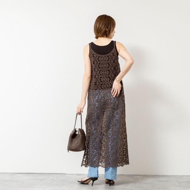 ノーリーズソフィー（NOLLEY’S sophi）/ウォッシャブルクロッシェレースキャミワンピース_2