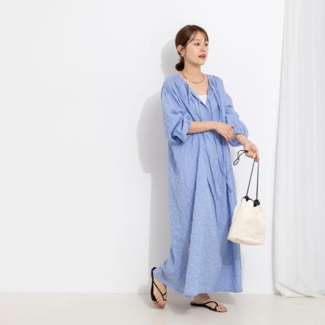 セカンドノーリーズ（2nd NOLLEY’S）/ウォッシャブルシャーリングストライプ2WAYギャザーワンピース_14